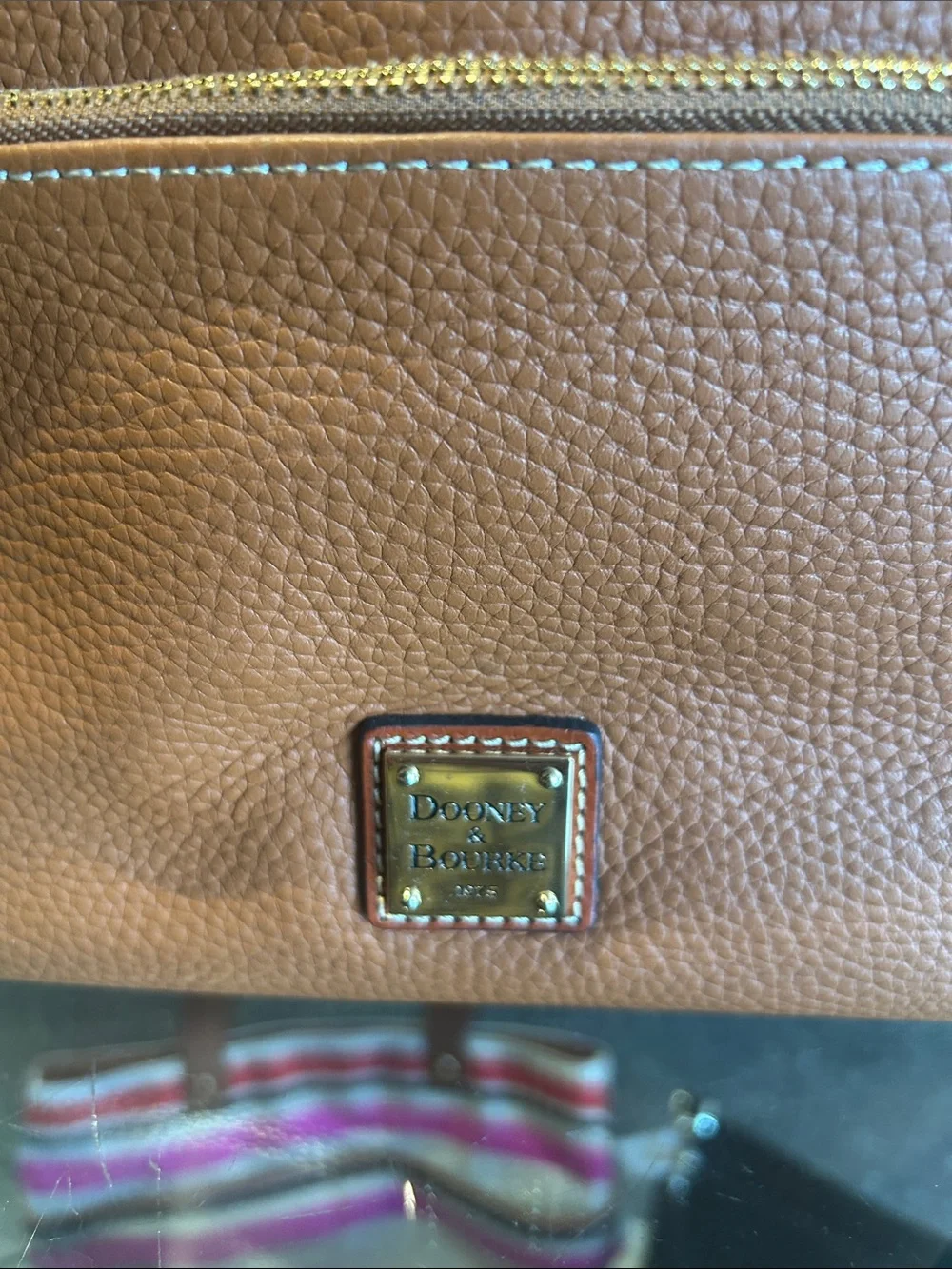 Dooney & Bourke Pebbled Leather Crossbody in Brown with Gold Hardware